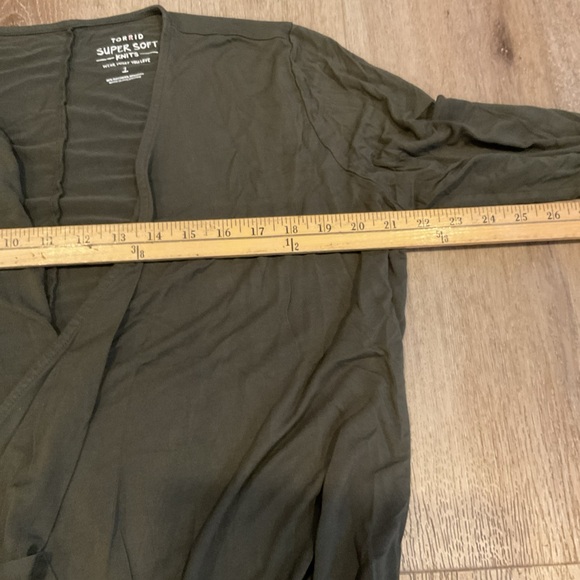 Torrid - Super Soft Open Front Knit Cardigan Sweater - Green - Ladies Size 1 - Picture 9 of 13